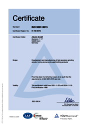 Certificato DIN ISO 9001:2015